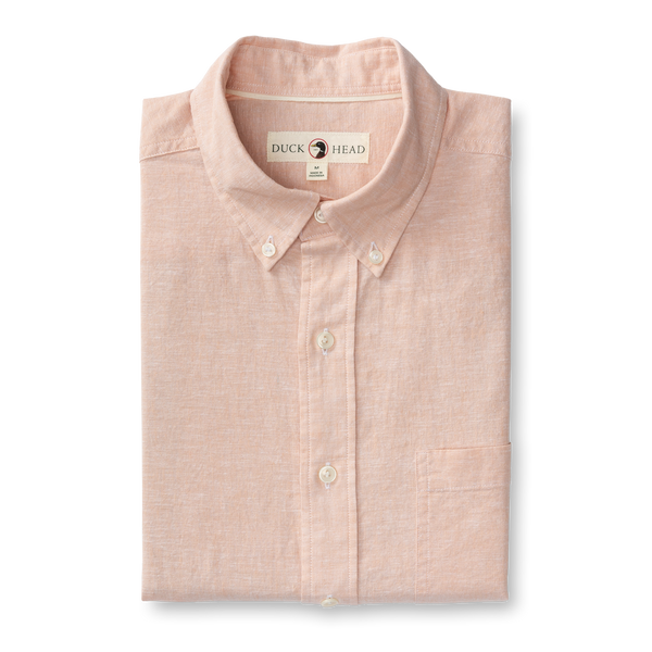 Wallace Solid Linen Cotton Oxford Sport Shirt - Faded Peach