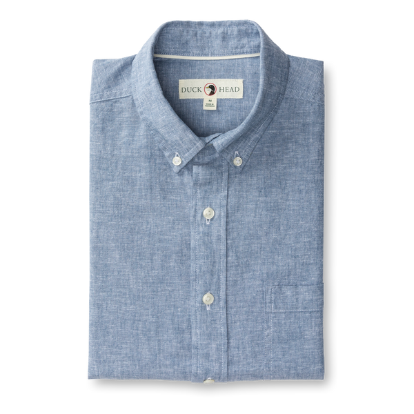 Wallace Solid Linen Cotton Oxford Sport Shirt - Shadow Blue
