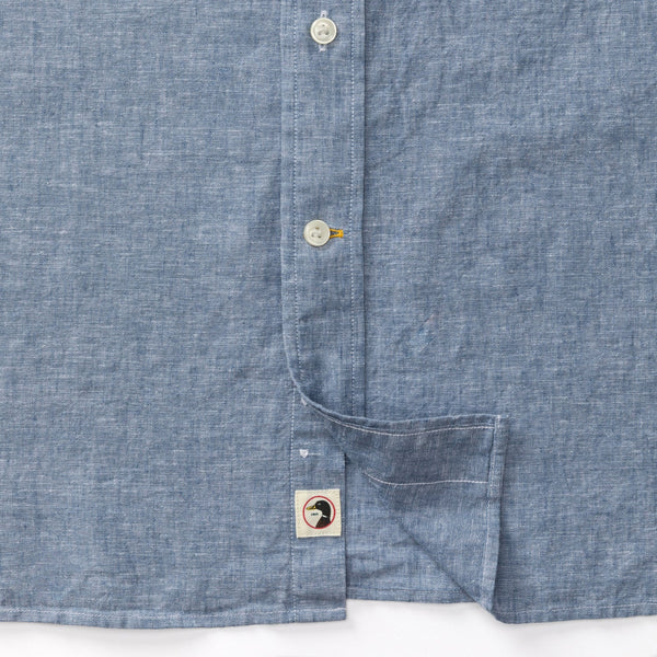 Wallace Solid Linen Cotton Oxford Sport Shirt - Shadow Blue
