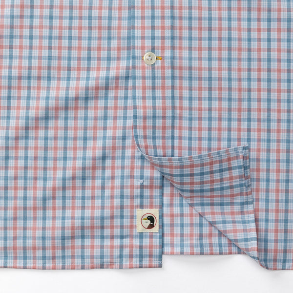 Trent Plaid Performance Poplin Sport Shirt - Sunwashed Red