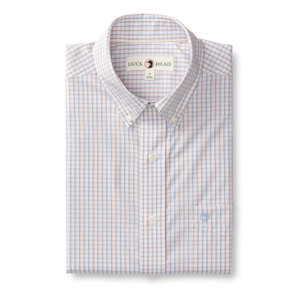 Casey Plaid Performance Poplin Sport Shirt - Copper Tan