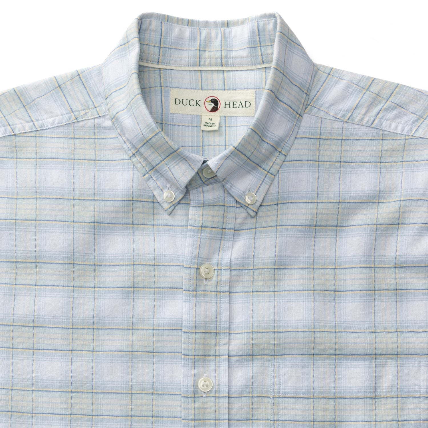 Raney Plaid Cotton Oxford Sport Shirt - Light Blue
