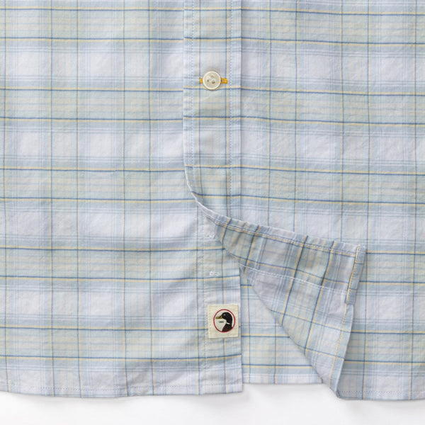 Raney Plaid Cotton Oxford Sport Shirt - Light Blue