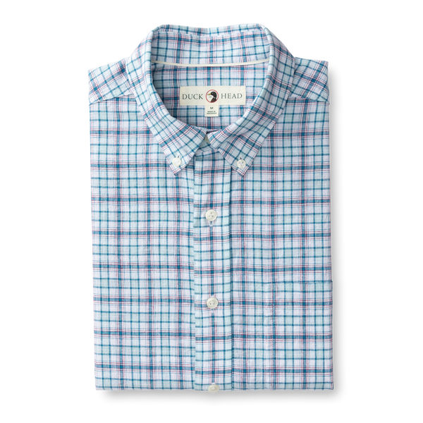 Broome Plaid Linen Cotton Sport Shirt - Pastel Blue