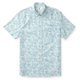 Brookvine Print Short Sleeve Linen Cotton Oxford Sport Shirt - Light Blue