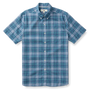 Quinton Plaid Short Sleeve Linen Cotton Oxford Sport Shirt - Shadow Blue