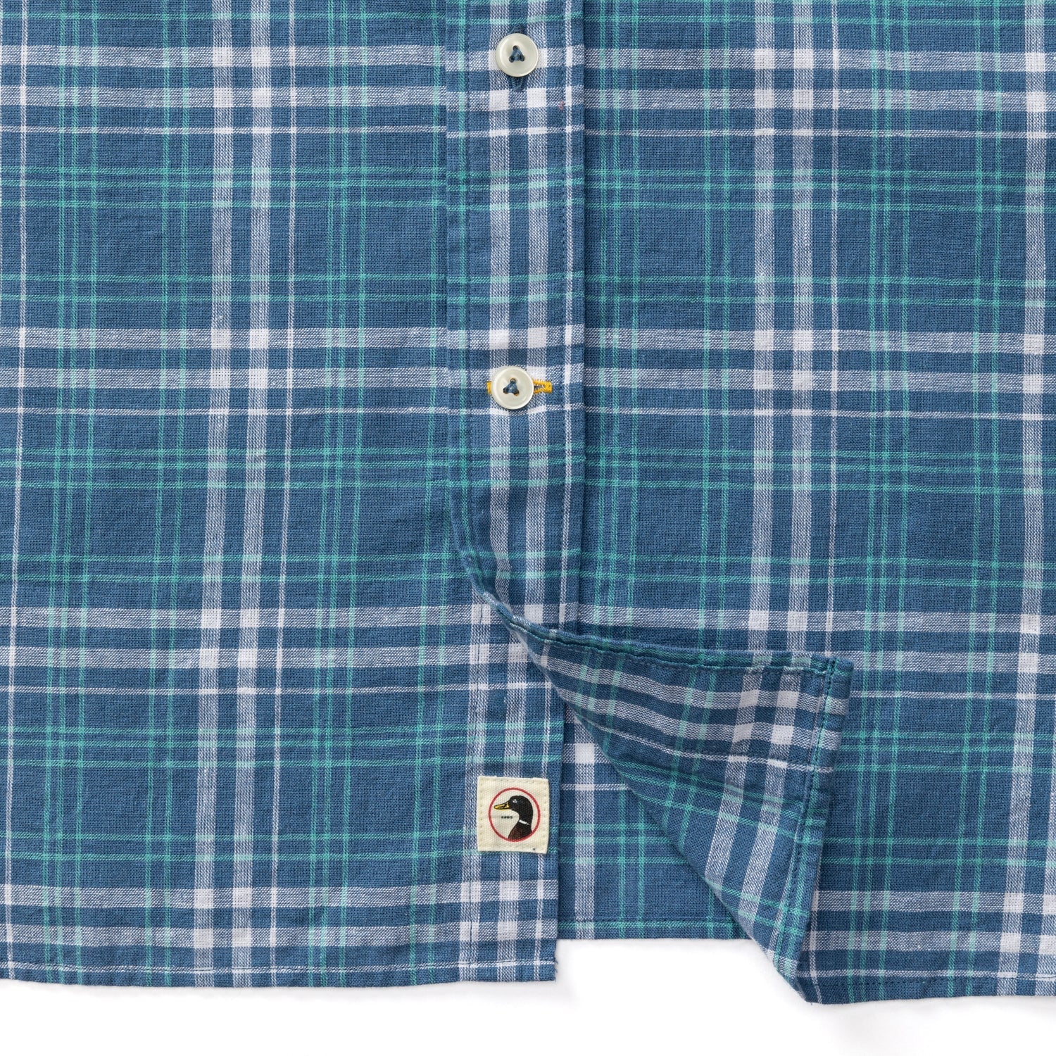 Quinton Plaid Short Sleeve Linen Cotton Oxford Sport Shirt - Shadow Blue