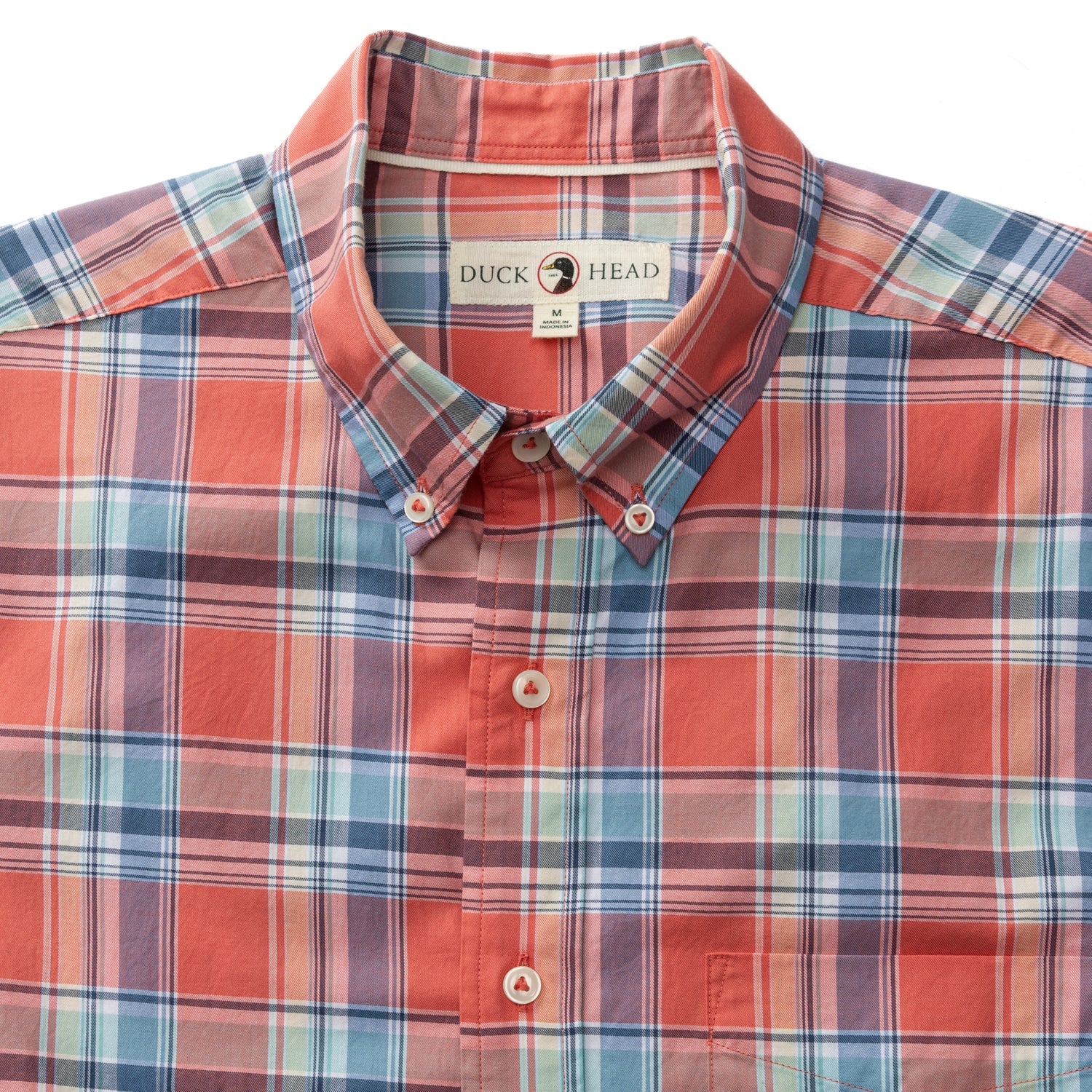 Boone Plaid Cotton Twill Sport Shirt - Sunwashed Red
