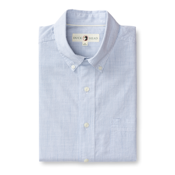 Donovan Stripe Cotton Slub Sport Shirt - Light Blue