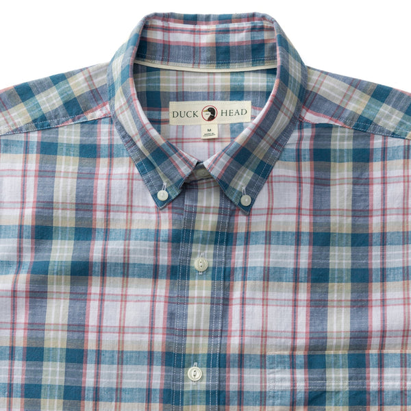 Owens Plaid Cotton Slub Sport Shirt - Shadow Blue