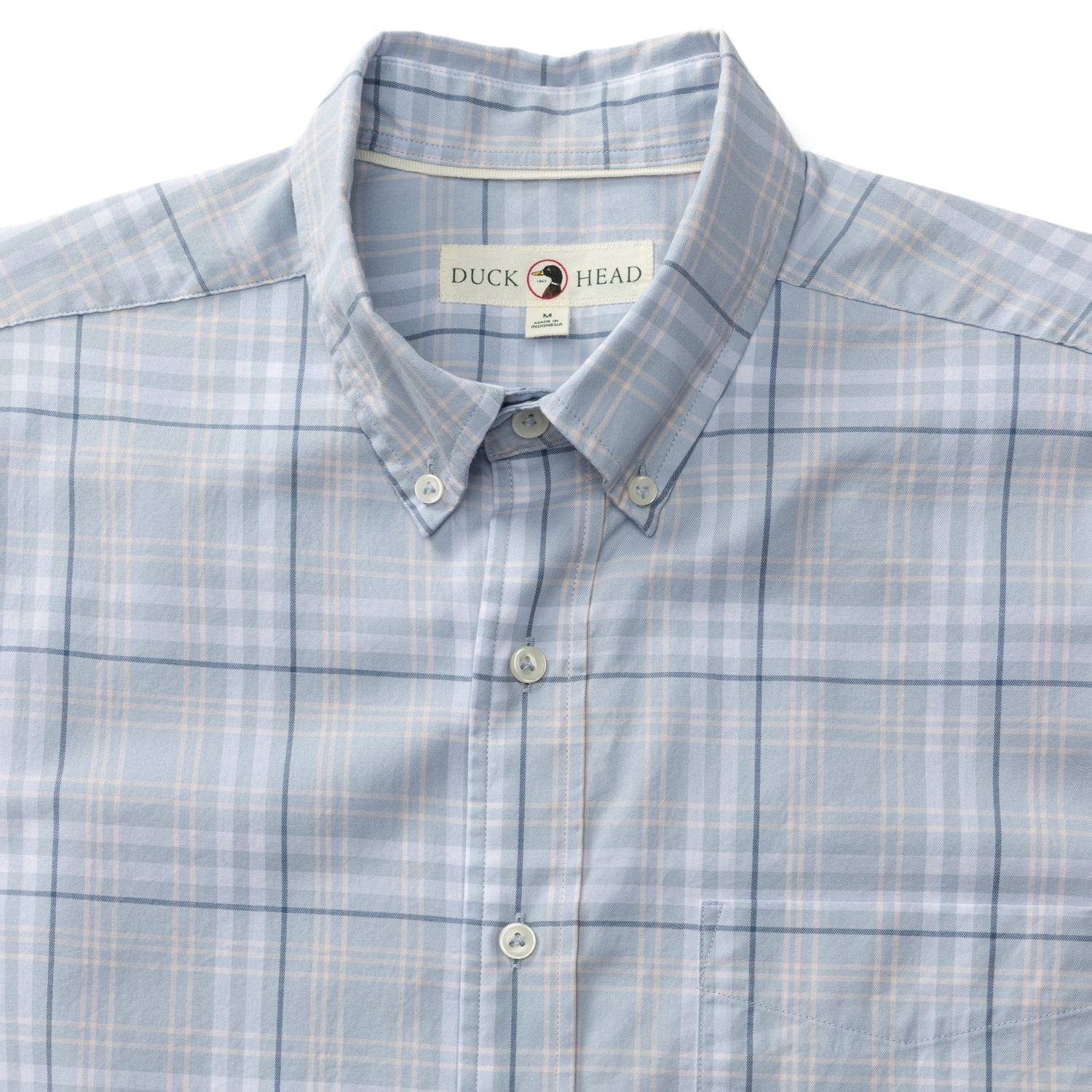 Linville Plaid Cotton Twill Sport Shirt - Light Blue