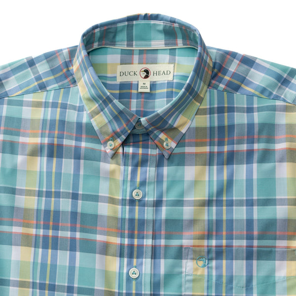 Page Plaid Performance Poplin Sport Shirt - Marine Blue