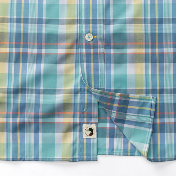 Page Plaid Performance Poplin Sport Shirt - Marine Blue