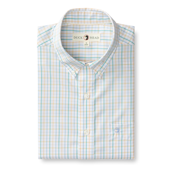 Gaston Plaid Performance Poplin Sport Shirt - Faded Peach