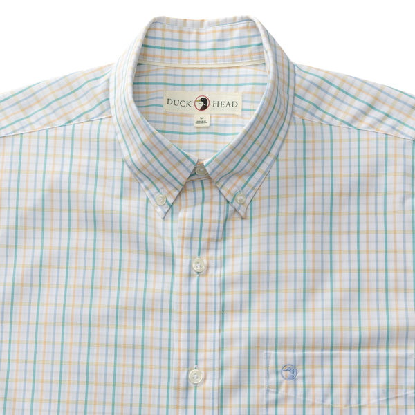 Gaston Plaid Performance Poplin Sport Shirt - Faded Peach