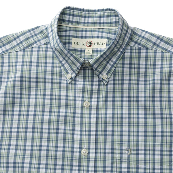 Cobble Plaid Short Sleeve Performance Poplin Sport Shirt - Shadow Green