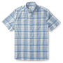 Marina Plaid Short Sleeve Performance Poplin Sport Shirt - Light Blue