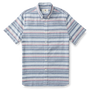 Gardner Stripe Short Sleeve Linen Cotton Oxford Sport Shirt - Shadow Blue