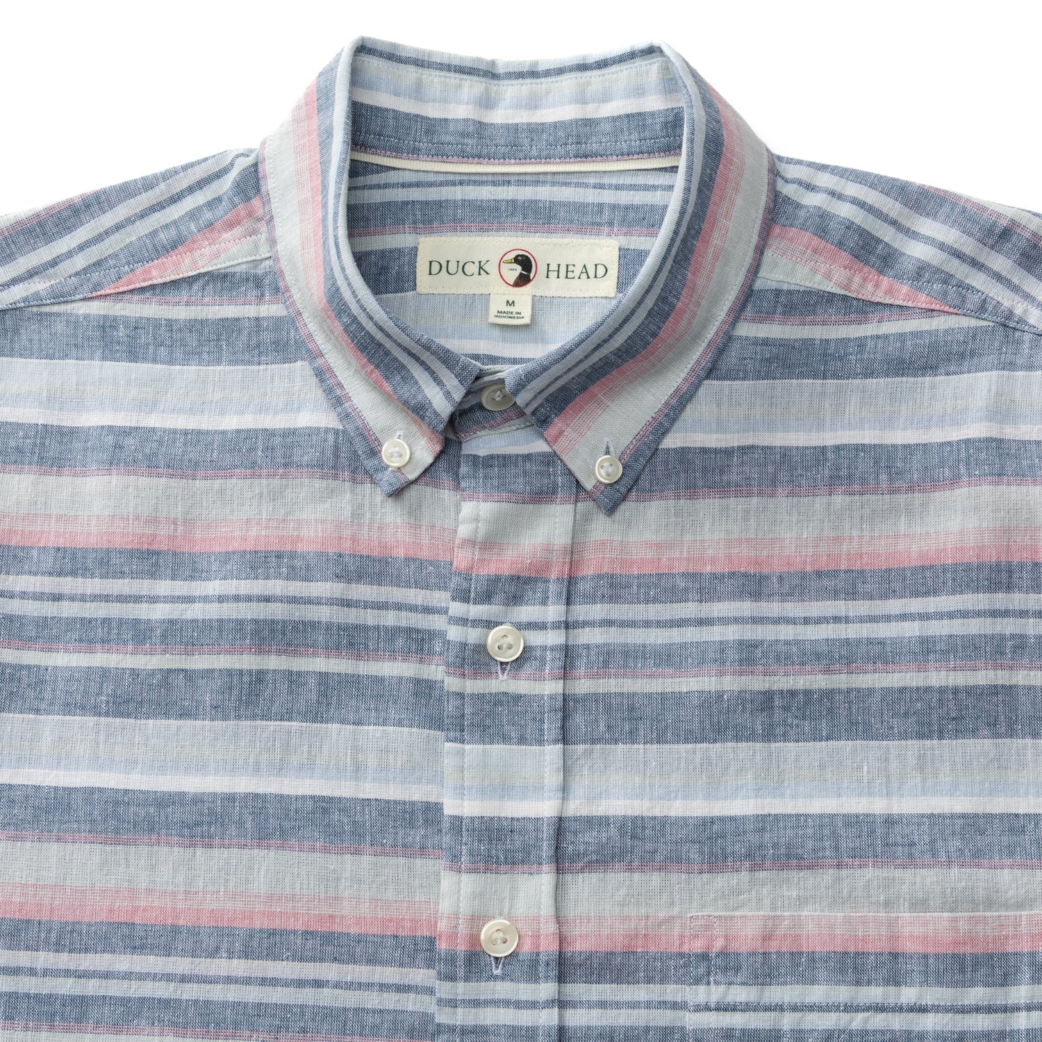Gardner Stripe Short Sleeve Linen Cotton Oxford Sport Shirt - Shadow Blue