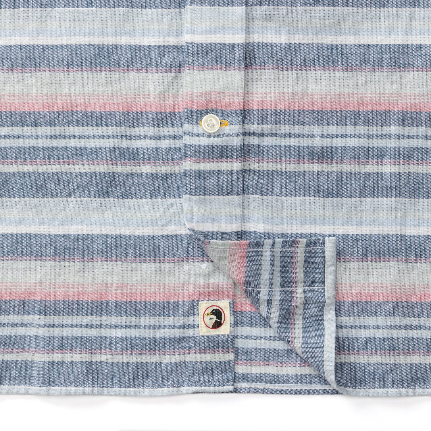Gardner Stripe Short Sleeve Linen Cotton Oxford Sport Shirt - Shadow Blue