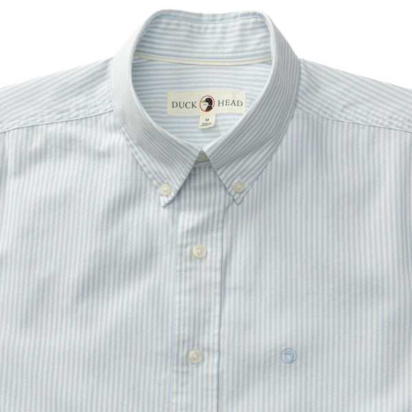 Collins Stripe Cotton Oxford Sport Shirt - Light Blue
