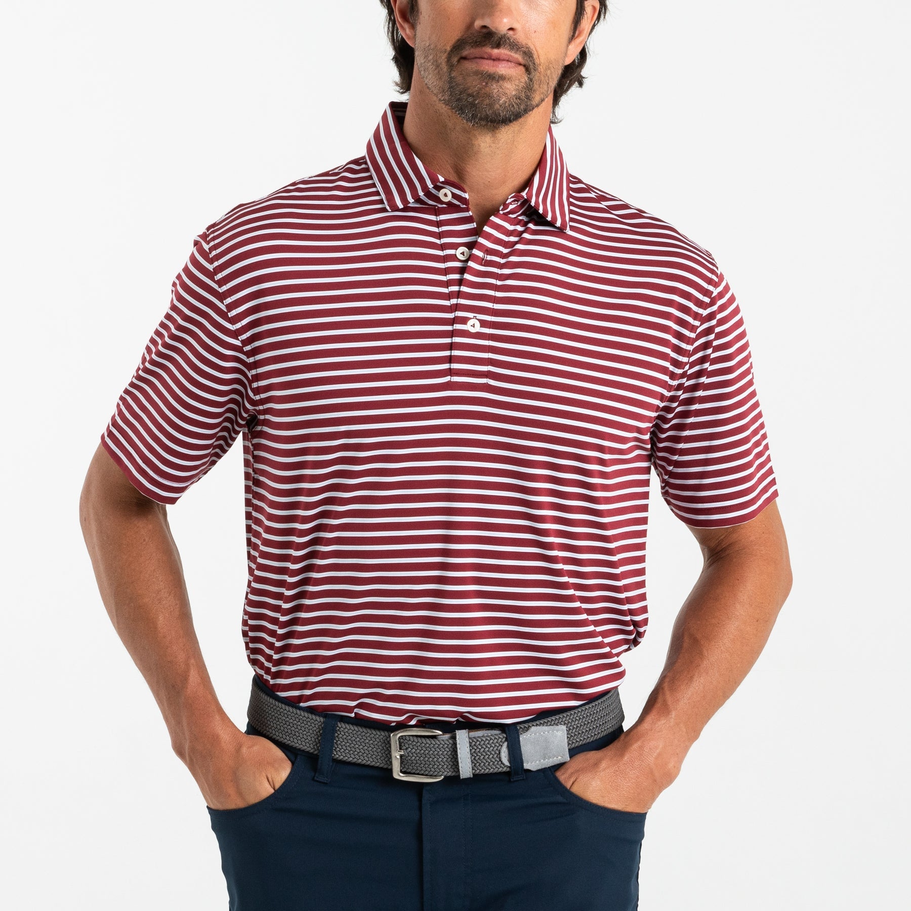 Long Drive Stripe Performance Polo