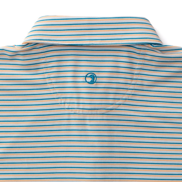 Wharf Stripe Summerford Performance Jersey Polo - Faded Peach