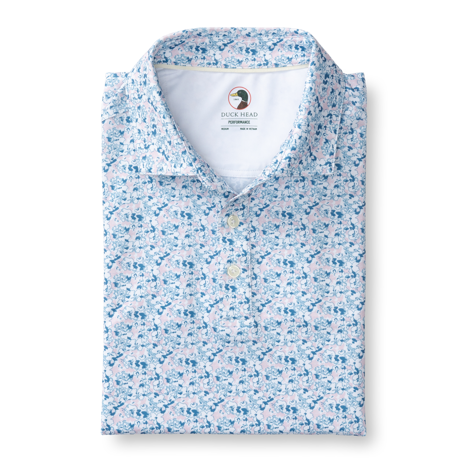 Canopy Floral Print Long Drive Performance Polo - Pastel Pink