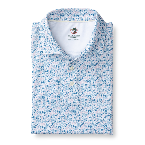 Canopy Floral Print Long Drive Performance Polo - Pastel Pink