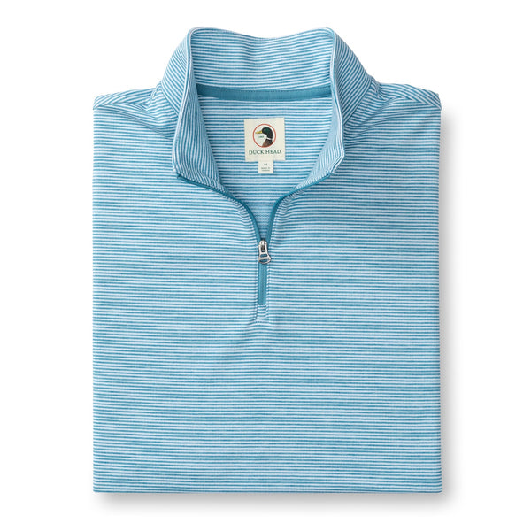 Wakeman Stripe Performance 1/4 Zip Pullover - Sail Blue Heather
