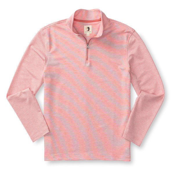 Wakeman Stripe Performance 1/4 Zip Pullover - Sunwashed Red Heather