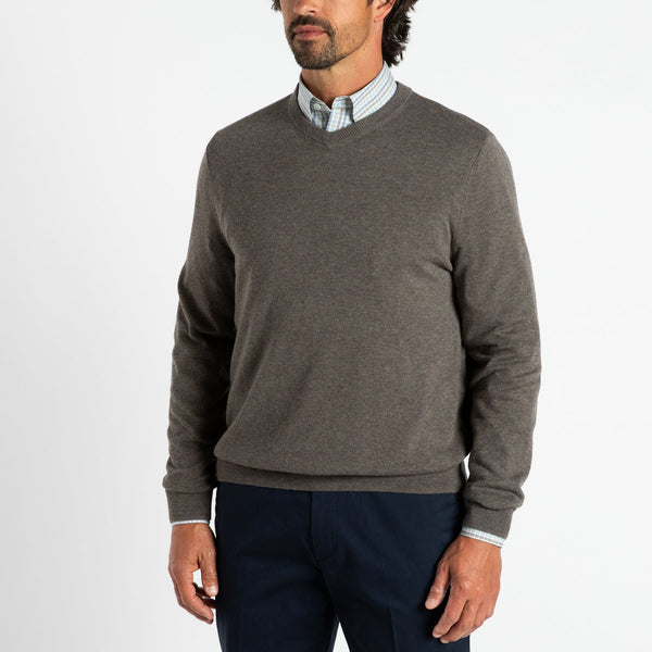 Buckley Merino V-Neck Sweater - Ash Brown