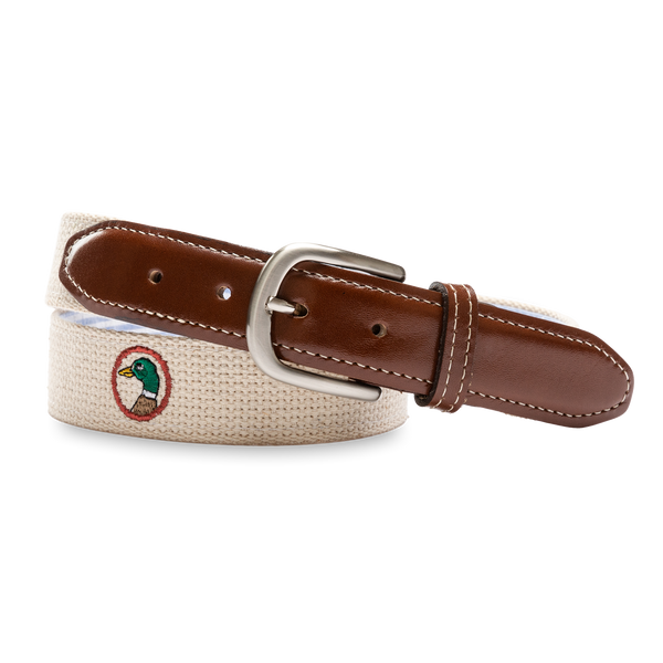 Embroidered Logo Web Belt - Stone