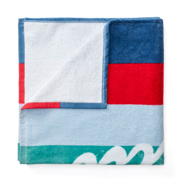 Script Beach Towel - Light Blue