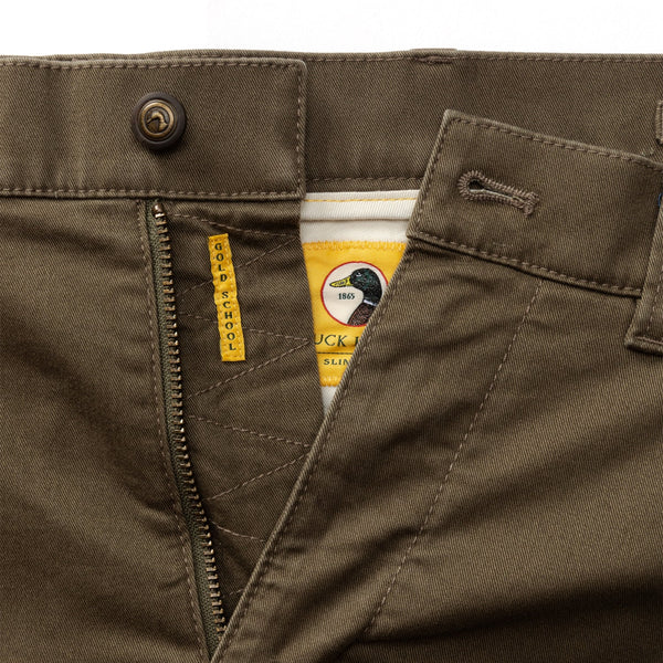 Slim Fit Gold School Chino - Dark Olive