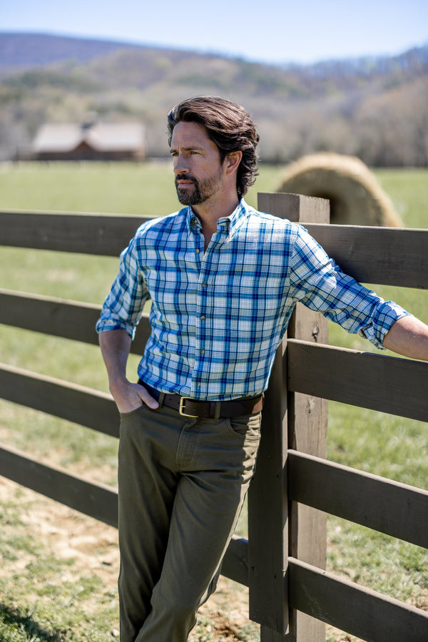 Holling Plaid Cotton/Wool Twill Sport Shirt  