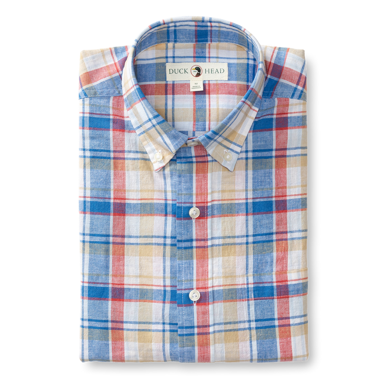 Conolly Plaid Linen Cotton Oxford Sport Shirt