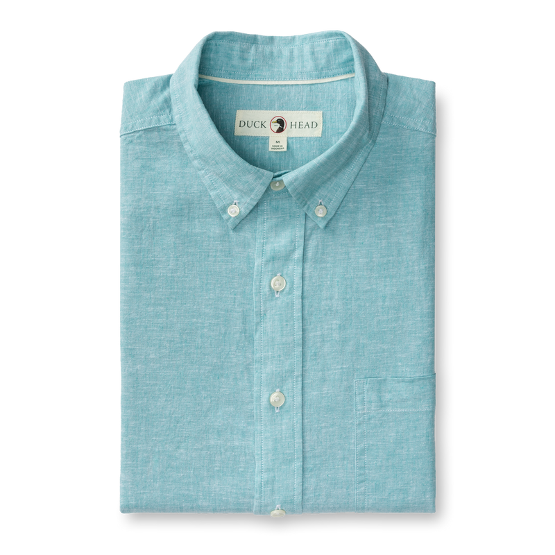 Wallace Solid Linen Cotton Oxford Sport Shirt - Marine Blue