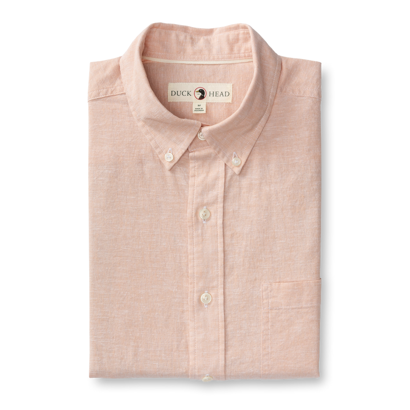 Wallace Solid Linen Cotton Oxford Sport Shirt - Faded Peach
