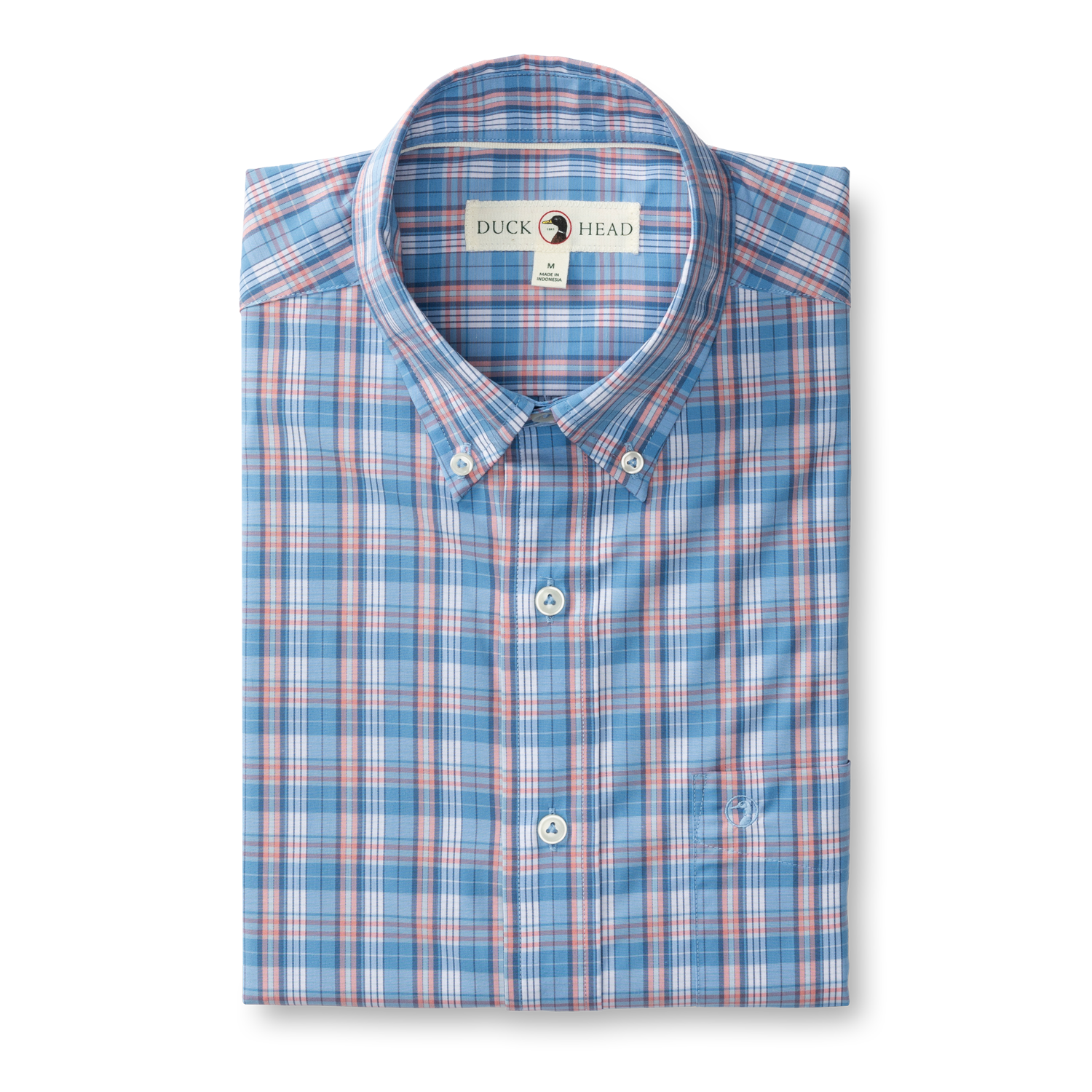 Marcus Plaid Performance Poplin Sport Shirt - Lake Blue
