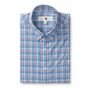 Marcus Plaid Performance Poplin Sport Shirt - Lake Blue