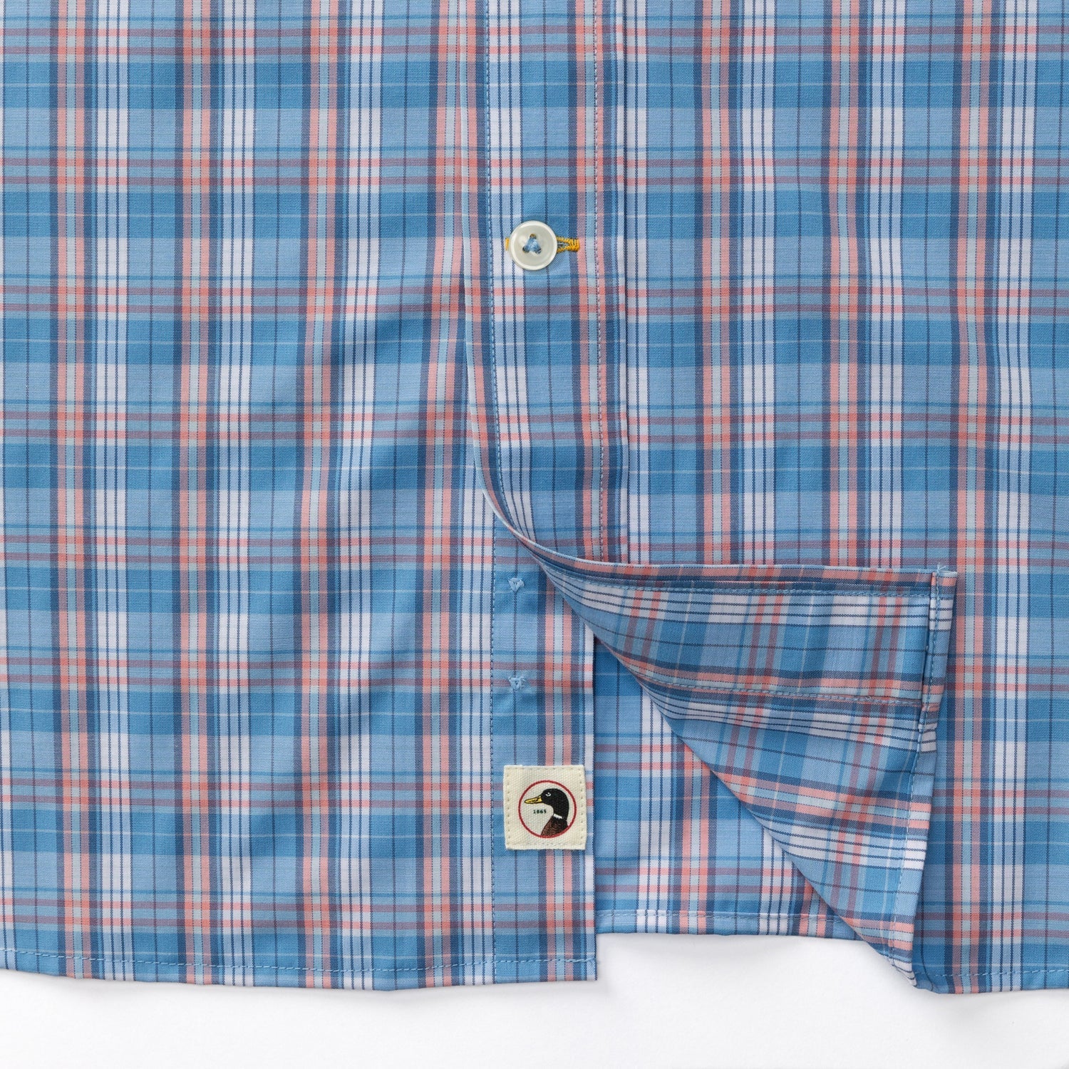 Marcus Plaid Performance Poplin Sport Shirt - Lake Blue