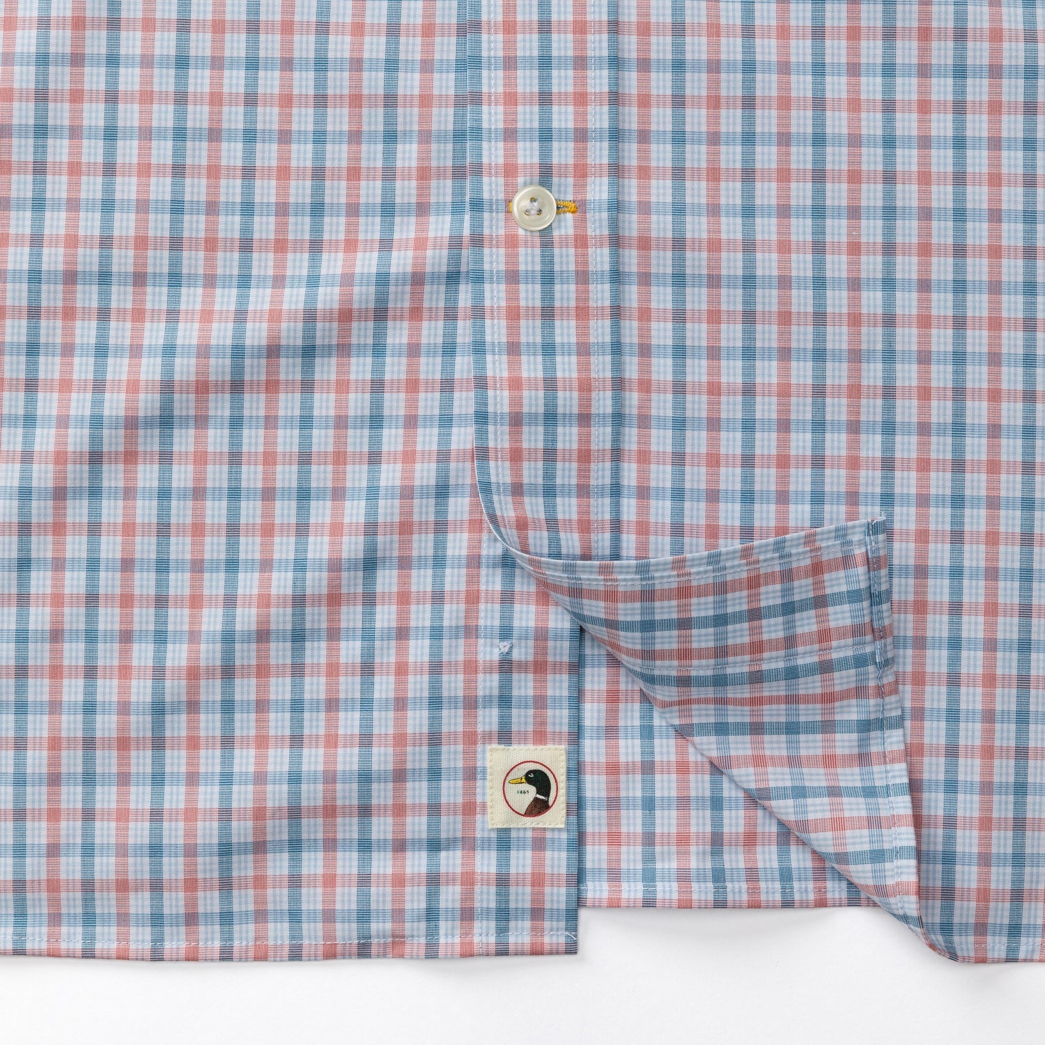 Trent Plaid Performance Poplin Sport Shirt - Sunwashed Red