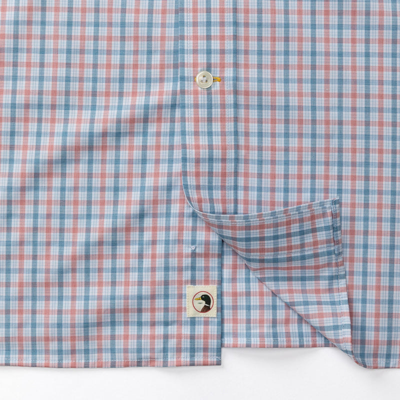 Trent Plaid Performance Poplin Sport Shirt - Sunwashed Red