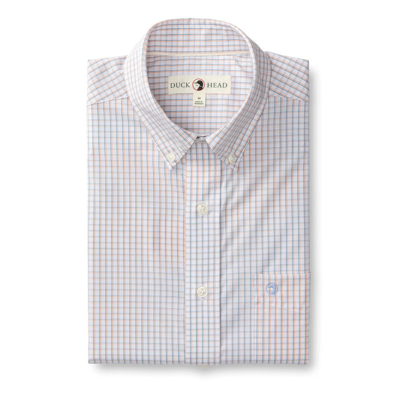 Casey Plaid Performance Poplin Sport Shirt - Copper Tan