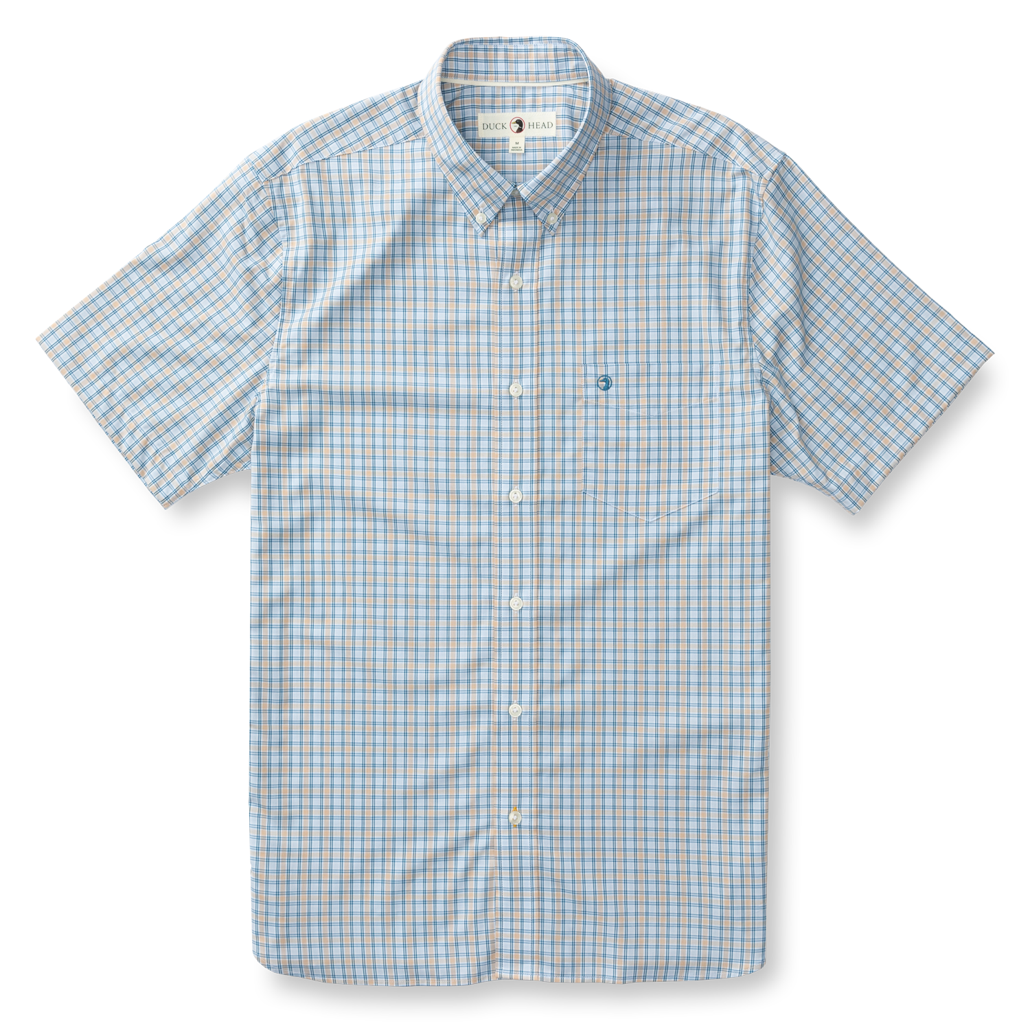 Driggs Plaid Short Sleeve Performance Poplin Sport Shirt - Oak Buff