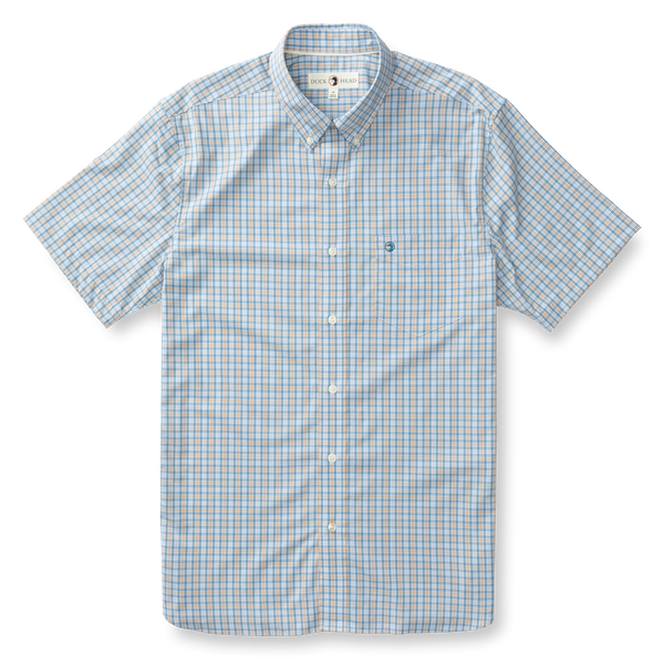 Driggs Plaid Short Sleeve Performance Poplin Sport Shirt - Oak Buff
