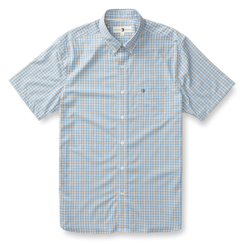 Driggs Plaid Short Sleeve Performance Poplin Sport Shirt - Oak Buff