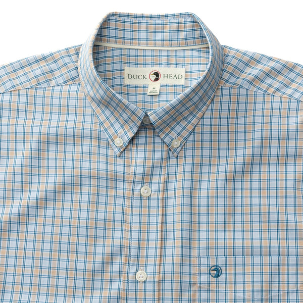 Driggs Plaid Short Sleeve Performance Poplin Sport Shirt - Oak Buff