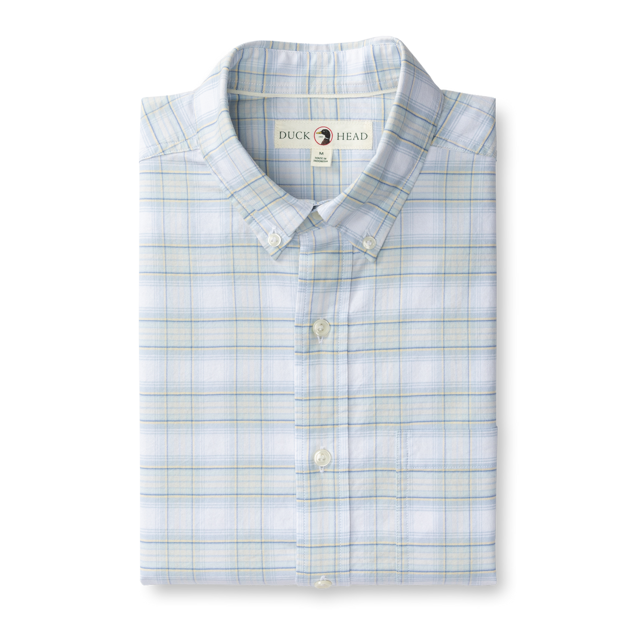 Raney Plaid Cotton Oxford Sport Shirt - Light Blue